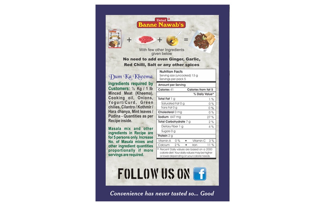 Ustad Banne Nawab's Dum Ka Kheema Masala (Baked Minced Meat)   Box  65 grams
